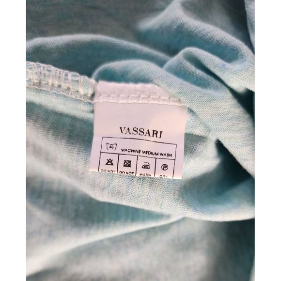 Vassari Los Angeles V-Neck Loose Cut Trim Aqua Designer Shirt -Rare Thread Small - Picture 10 of 15